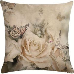 NIP Pillow cover. 18” x 18”  Zipper open/close 1/pc Floral Butterfly